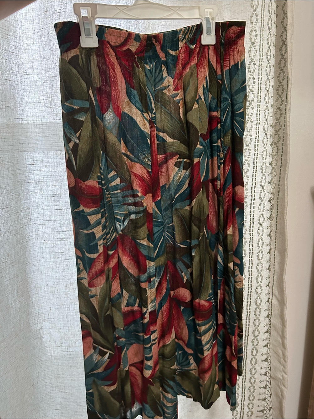 Tropical Leaf Midi Skirt